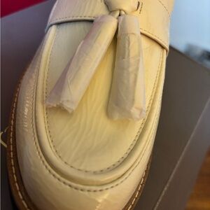 Franco Sarto Cream Tassel Loafers